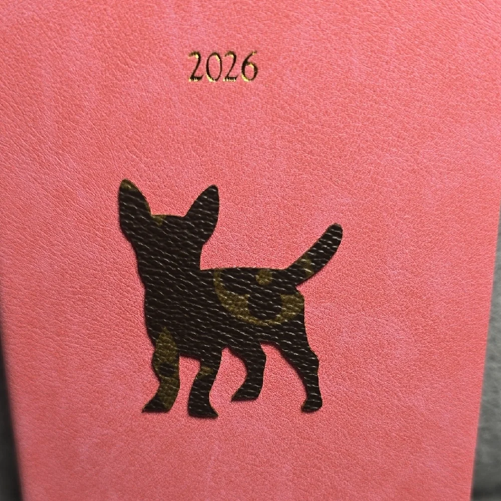 Pink Handmade Journal with Dog Silhouette
